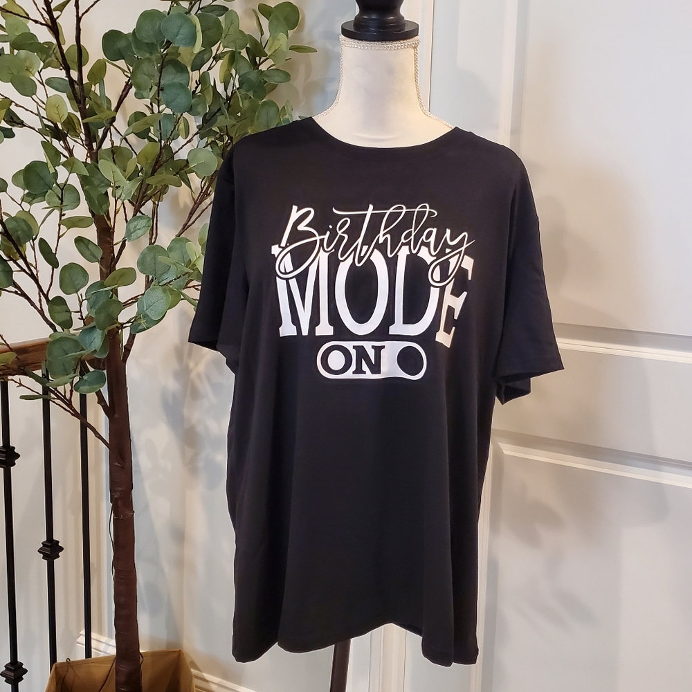 Black 'Birthday Mode On' T-Shirt  2X